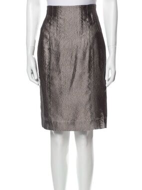 Carolina Herrera Metallic Taupe Pencil Skirt